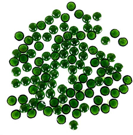Rastogi Handicrafts Tiny Centerpieces, Glass Gems for Vase Fillers,Wedding Decoration Pebbles One Side Flat Small 100 pcs (Green) 12 mm