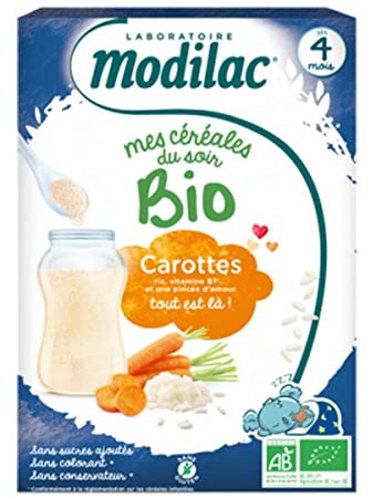 Modilac Mes Céréales du Soir carottes bio dès 4 mois 250gr