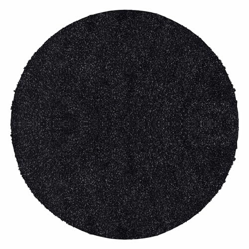 Carpetsale24 Shaggy Hochflor Teppich 160 cm Rund Anthrazit | Runder Teppich Wohnzimmer – Moderner, Weicher, Flauschiger Langflor für Schlafzimmer, Badezimmer & Küchenteppich, Wohnzimmerteppich