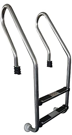 Lsoiup Edelstahl Poolleiter Poolleiter mit 2 rutschfesten Trittstufen, Edelstahl 304 Hochleistungs-Schwimmbeckenstufe für in Bodenpools 200 kg Tragfähigkeit Eingebettete Installation