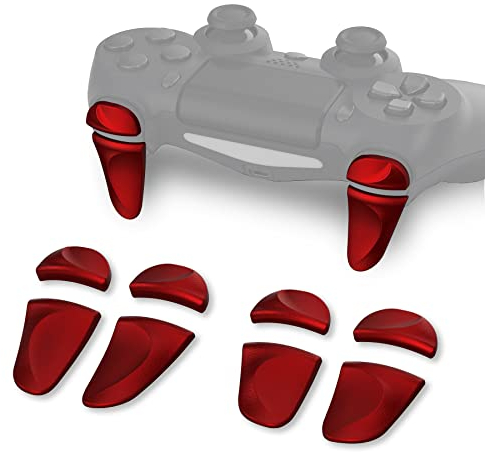 PlayVital 2 Paar Erweiterung Trigger Schultertasten für ps4 Controller Alle Modell Controller, Zubehör Bumper Trigger Adjuster Tasten Knöpfe für Playstation 4 Controller-Rot