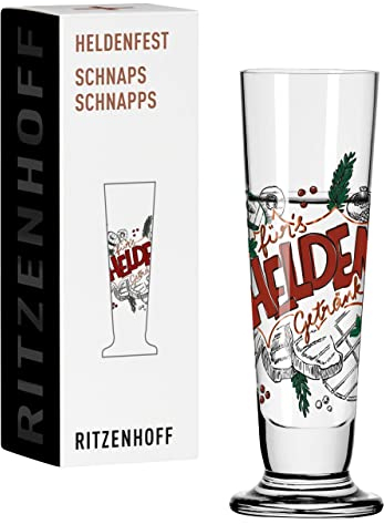 RITZENHOFF 1011013 Bicchiere per grappa 40 ml - Serie Heldenfest, motivo n. 13 - Per gli eroi del barbecue - rotondo - Made in Germany