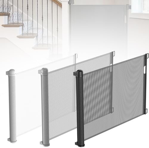 YARDIN Trappskyddsgaller utdragbart dörrskydd 0–150 cm för spädbarn och husdjur, trappgrind, avspärrningsgaller barnskyddsgaller för trappor/dörrar/inomhus och utomhus (87 cm hög, grå)