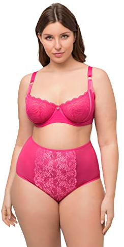 Ulla Popken Damen Underwired Non Padded Bra, lace, Straps BH, Hibiskuspink, 95D