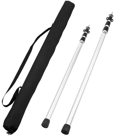 QWORK® Teleskop Zeltstangen Sonnensegel Stangen - 95~230 cm - Aluminium Aufstellstange für Zelt, Tarp, Sonnensegel