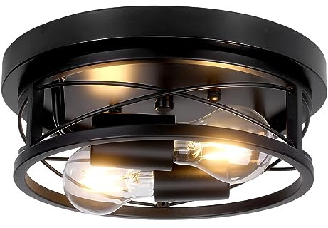 GIGGI Round Black Ceiling Light, 2-Way Ceiling Lights with E27 Flush Light Fittings Ceilings, Ceiling Lighting for Chandeliers Ceiling Light, Ceiling Lights Living Room, Bedroom, Hallway & Kitchen