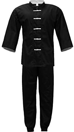 ULTIMATE FIGHT GEAR UFG Kung Fu Uniform Black w White Frog Kids Adults Unisex (Black With White Frog, 00)
