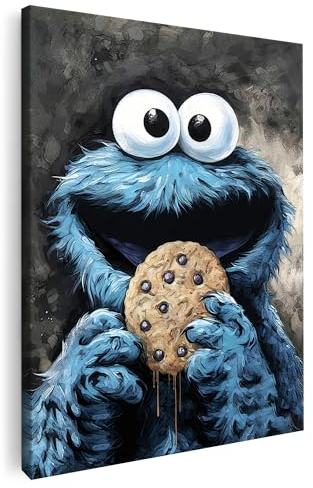 Artmazing | Krümelmonster Wandbild Modern | Coole Wandbilder Wohnzimmer | Wandbild XXL | Bild Leinwand XXL