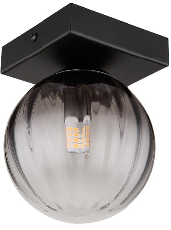 Wandleuchte Wandlampe Schlafzimmerlampe Metall Glas Rauchfarbe 1-Flammig