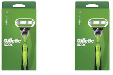 Gillette Body Rasierer Herren, Körperrasierer + 1 Rasierklinge mit 3-fach Klinge, Aufladbar, Grün (Packung mit 2)
