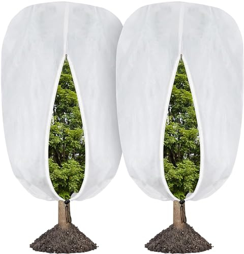 2 unidades de protección invernal para plantas, 2 x 2,4 m, protección contra heladas, cubiertas para plantas con cremallera y cordón para árboles, palmeras, plantas de balcón