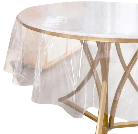 BUKBAG Tischfolie Transparent Rund Tischdecke Klarsicht, PVC Runde Outdoor Tischdecke Folie Transparent Rund 80 120 140 150 cm, Durchsichtige Tischdecke Rund, Tischschutz Transparente Tischfolie Rund