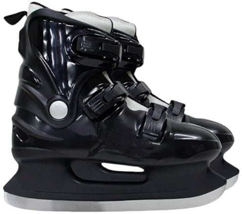 Patins de hockey sur glace junior,chaussures de patinage en acier inoxydable pour débutants hommes et femmes,Sangles à boucle de compression triple pour Un Maintien Sûr pour les patinoires