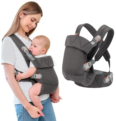 IULONEE Mochila Portabebés para Bebe Multifuncional Baby Carrier Wrap Ergonómicas Portabebés Ajustable Porteo Bebe Delantera y Trasera Carrier Adecuado para Niños y Niñas Gris Oscuro