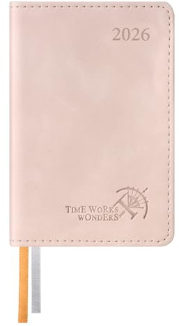 POPRUN Agenda Settimanale 2026 Piccola A7 in Italiano - Agendina Tascabile 2026 Formato 7,5x11,5 cm - Mini Planner 26 con Copertina Morbida in Pelle PU e Carta da 70 g/m², Rosa Pallido