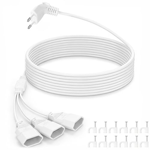 VINATO Alargador Enchufe 3 en 1, Alargador 0.5 Metros, Extension Electrica con 3 Tomas Europeas para Uso en Hogar y Oficina, Cable de Alimentación Plano 250 V/2,5 A