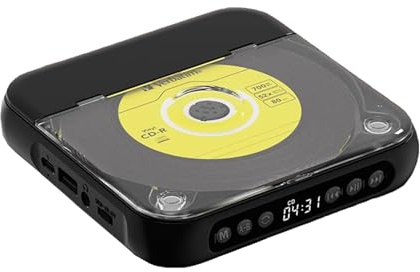 Bärbar CD-spelare med bluetooth, CD-spelare med högtalare, kompakt CD-spelare för bil/studier/resor, svart