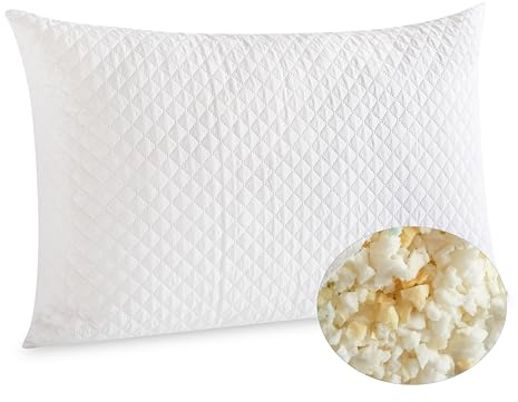 MH Traders Shredded Memory Foam Pillow 1 Pack – Cooling Adjustable Bed Pillows with Hypo-Allergenic Breathable Covers – Ideal for Side, Back & Stomach Sleepers - 50x75 cm