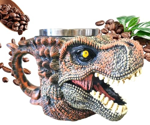 Generico Tazze Divertenti,Coppa Portatile Antiscivolo A Forma Di Teschio Di Dinosauro - Per Bevande Calde Caffè - Per Famiglia Amici Compleanni Casa Ufficio Viaggio Esterno Interno Tè Bevande