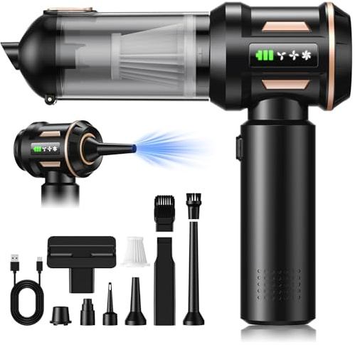 Miecgth 2026 Aspiradora de Mano,28000PA Aspiradora Mini 4 en 1 Sin Cable, Autovaciado con un Solo Botón y, 3 Niveles de Succión Motor sin Escobillas, para el/HogarPelos/Animales/Cocina (Oro Negro)
