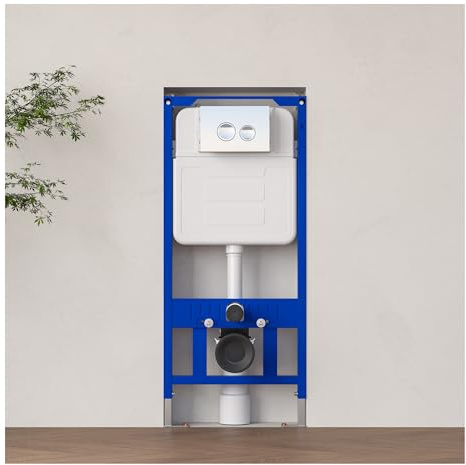 MEJE #MZE014P- In-Wall Toilet Tank Carrier with Dual-Flush Actuator Plate, White (Compitable with #MZE014P Wall-Hung Smart Toilet to work as A Intelligent Toilet Combo)