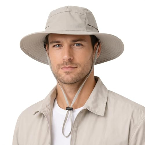 TOP-EX Waterproof Boonie Sun Hat, UPF 50+, Wide Brim, Packable | Waterproof, packable wide-brim boonie with removable chin strap – for hiking, fishing, camping, travel and gardening.