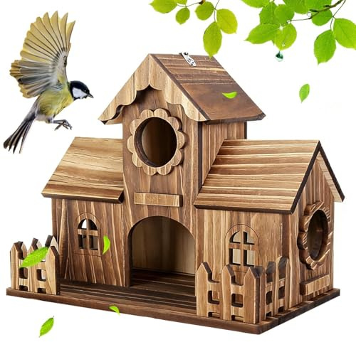 Bluebird Maisons d'extérieur | En bois naturel rustique nichoir | Nichoir à mésanges pour décoration de jardin, décoration, nid, arrière-cour, jardin, balcon, terrasse, patio, cour, parc, ferme