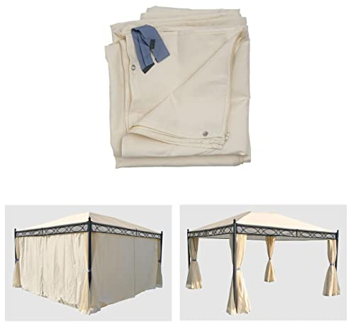 Juego de 4 paneles laterales para pérgola Cadiz-AM, de repuesto, 4 x 3 m, poliéster, color crema