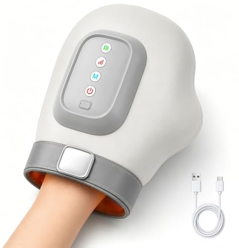 Masajeador de mano con calor y compresión, masajeador eléctrico para artritis y síndrome del túnel carpiano, alivio del dolor en manos y muñecas, relajación en casa/oficina (2500mah)