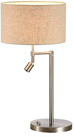 XANAYXWJ Eye-Caring E27 Sängbordslampa, Led läsbordslampa med Farbic Shade Kontorslampor 2 Ljuskällor Mjukt Ljus Vardagsrumslampor,a