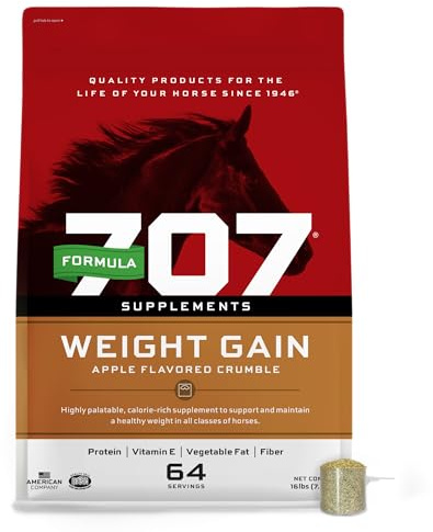 Formula 707 Weight Gain Powder Equine Supplement, 16lb Bucket – Palatable, Calorie-Rich Nutritional Support for Hard-to-Keep and Senior Horses