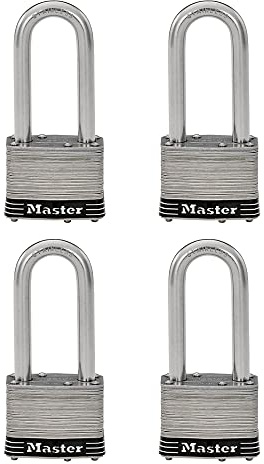 Master Lock 5SSQLJ Stainless Steel Outdoor Padlock with Key, 4 Pack Keyed-Alike