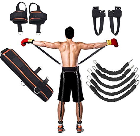 YNXing Corda per allenamento di forza, per boxe, basket, recinzione, allenamento, corda di resistenza, corda elastica blu, attrezzatura per il fitness (nero)