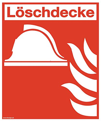 Aufkleber Kombi „Löschdecke & Mittel und Geräte zur Brandbekämpfung “ Folie nach ISO 7010 (F004) | 15 x 18 cm Made in Germany