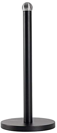 Harbour Housewares Vintage Metal Kitchen Roll Holder - Black - Stylish Steel Paper Towel Dispenser with Sturdy Base & Silver Accents - Elegant Countertop Storage for Home or Office