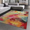 CARPETIA Moderner Graffiti Teppich Mehrfarbig orange grün türkis Größe 160x230 cm