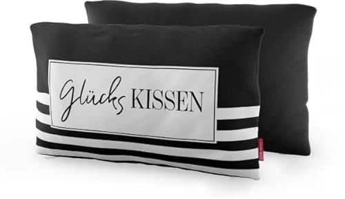 La Vida Kuschelkissen Glückskissen Streifen schwarz weiß 25x40cm