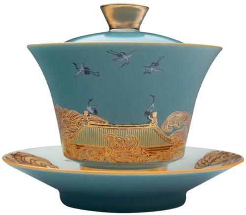 YTDJJWLS 150 ml keramikkopp Gaiwan tekopp luktar rättvis kopp kinesiskt te-set te-turen, grön
