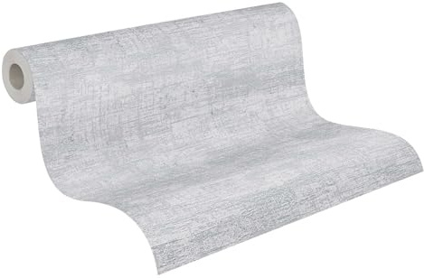 Livingwalls Tapet 396572 industriell med struktur i grått – högkvalitativ designtapet med metallisk effekt i silver för olika rum – 10,05 m x 0,53 m – Made in Germany