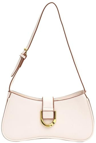 Makukke Handtasche Damen klein, PU Leder Umhängetasche Shoulder Bag Reißverschluss Y2K Bag Damen Schultertasche Vintage für Frauen Dating Party Einkaufe, Beige Tasche