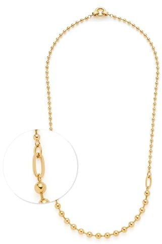 JEWELS BY LEONARDO Collier Clip & Mix Dotty • Chaîne boule moyenne en acier inoxydable doré • Mélange de boules fines et puissantes • 60-61,3 cm de longueur • Bijou cadeau pour femme • 024923, 60 cm,