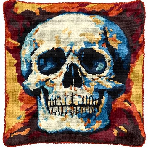 AxiangziK Kit di Ganci a Chiusura per Cuscino,Cranio,Kit cuscino mezzopunto DIY di cuscino Principianti Adulti Regalo per adolesc,43x43cm