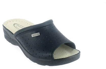 Saniflex 89851-10 Médico Certificado Zuecos Mules Zapatillas Zapatos de Cuero, Mujer, Azul, EU 40