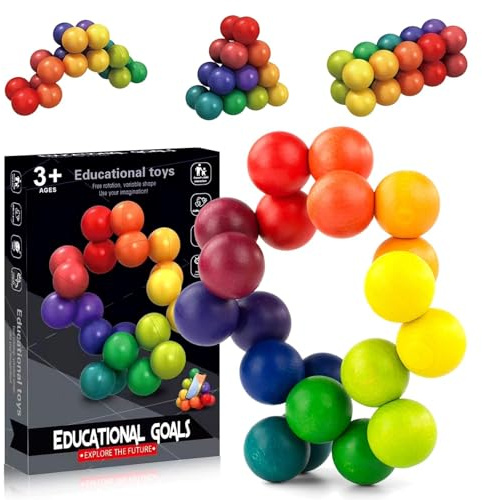 Sensory Fidget Toys for Kids, Autism Toys Rainbow Fidget Ball, Fidget Stress Relief Toys for Toddlers and Children, Autism ADHD Sensory Balls and Poppers, Quiet Fidget Toys for Home and Travel