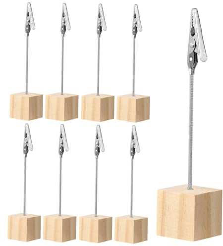 Healifty 9 pièces Porte-photos Bois avec Pinces Stables pour Bureau Porte-cartes Mémo Décoratif et Support de Note Polyvalent pour Photos Cartes de Visite et Numéros de Table