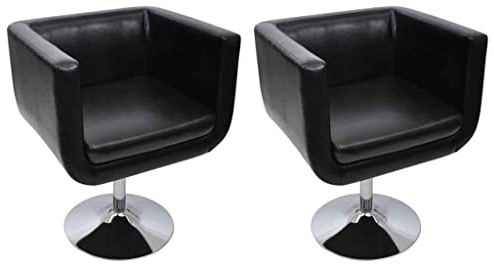Tomostar Lot de 2 Fauteuil Club Simili Cuir, Fauteuil de Salon Chaise de Relaxation Cuir Artificiel Noir
