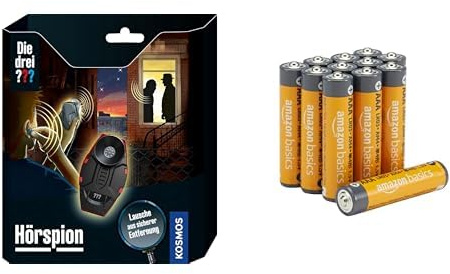 Die drei I Tre ??? Spia Uditiva, Gadget Detective, 8+ Anni, & Batterie AAA Alcaline Amazon Basics 12 pz, 10 Anni
