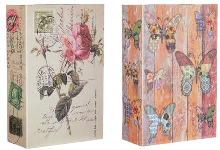 Juego de 2 cajas fuertes creativas para libros con llaves, caja fuerte oculta, libro decorativo con espacio de almacenamiento, caja fuerte para dinero, joyas, llaves, libros, almacenamiento, 18 x 11,5