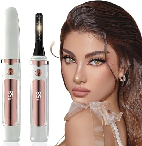 Heated Eyelash Curler - Heated Lash Curler Electric Eyelash Curler 4 Temp Settings for Makeup Tools for Achieving A Natural Curl and Long Lasting Eyelashes, Designed for Women, Snow White