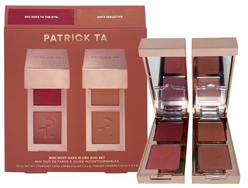 Patrick Ta Mini Must-Have Blush Duo Set Edición Limitada | She Goes to the Gym & She's Seductive | Rubor en Crema + Polvo | Acabado Luminoso | Larga Duración